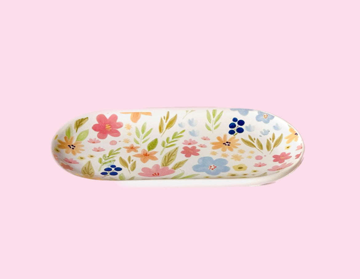 5 x 2.5" Oval Floral Rolling Tray
