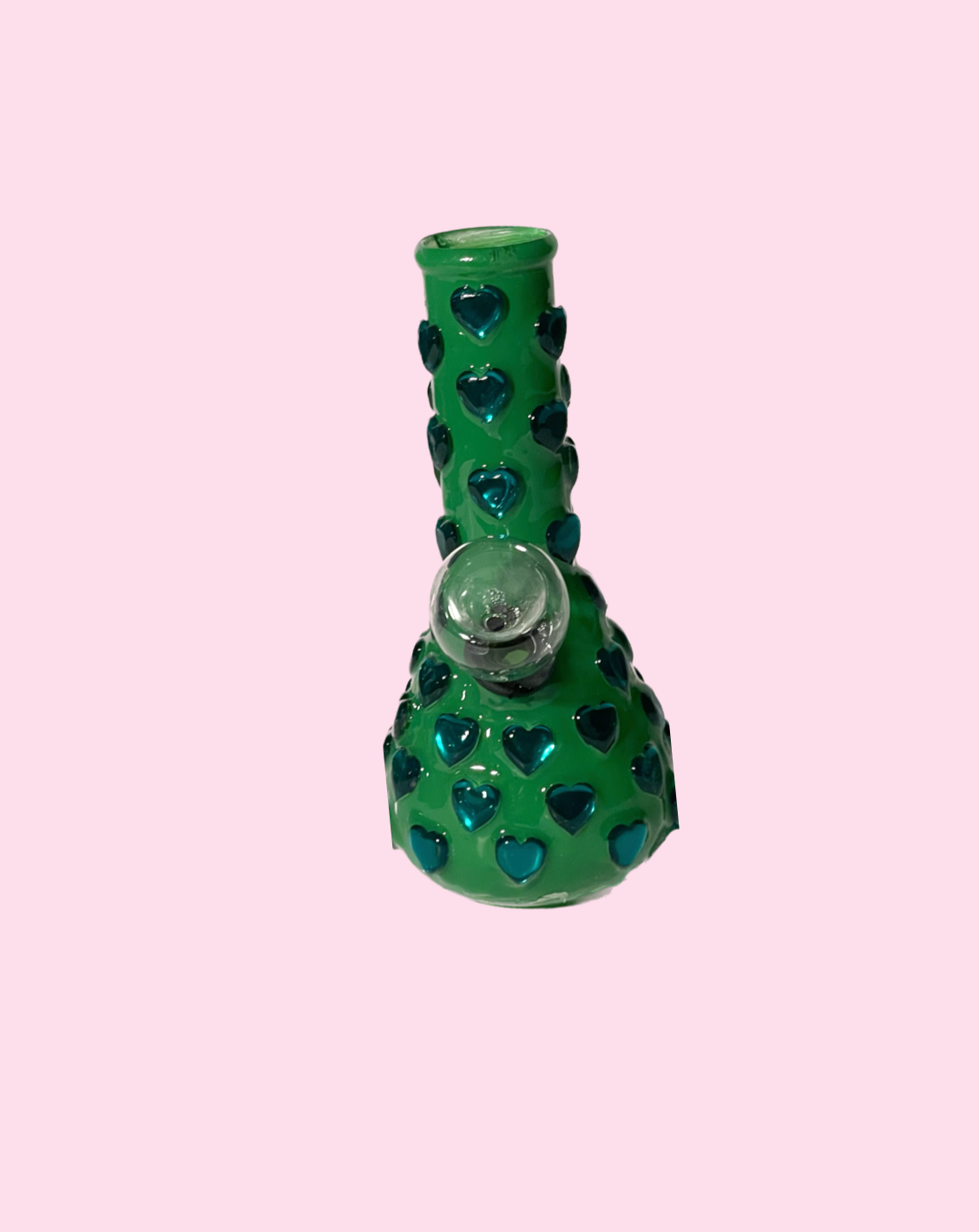Candy Clouds Hand-Decorated pipe- Green 5 inch with Green hearts