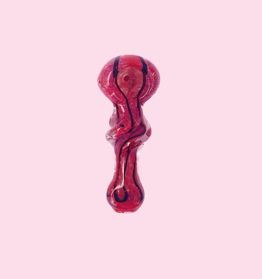 3.5" Maroon Twisted Spoon Pipe with Black Swirls