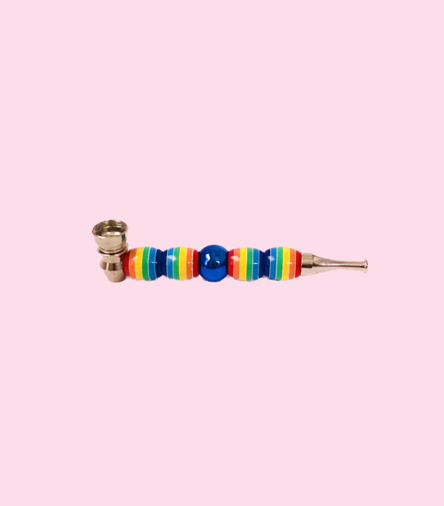 5.5" Metal Pipe with Rainbow Beads