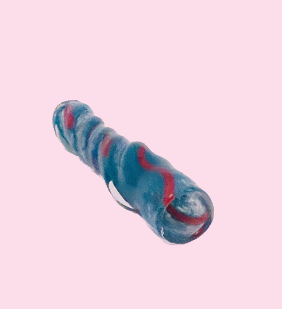 3" Teal and Red Swirl Twisted Chillum