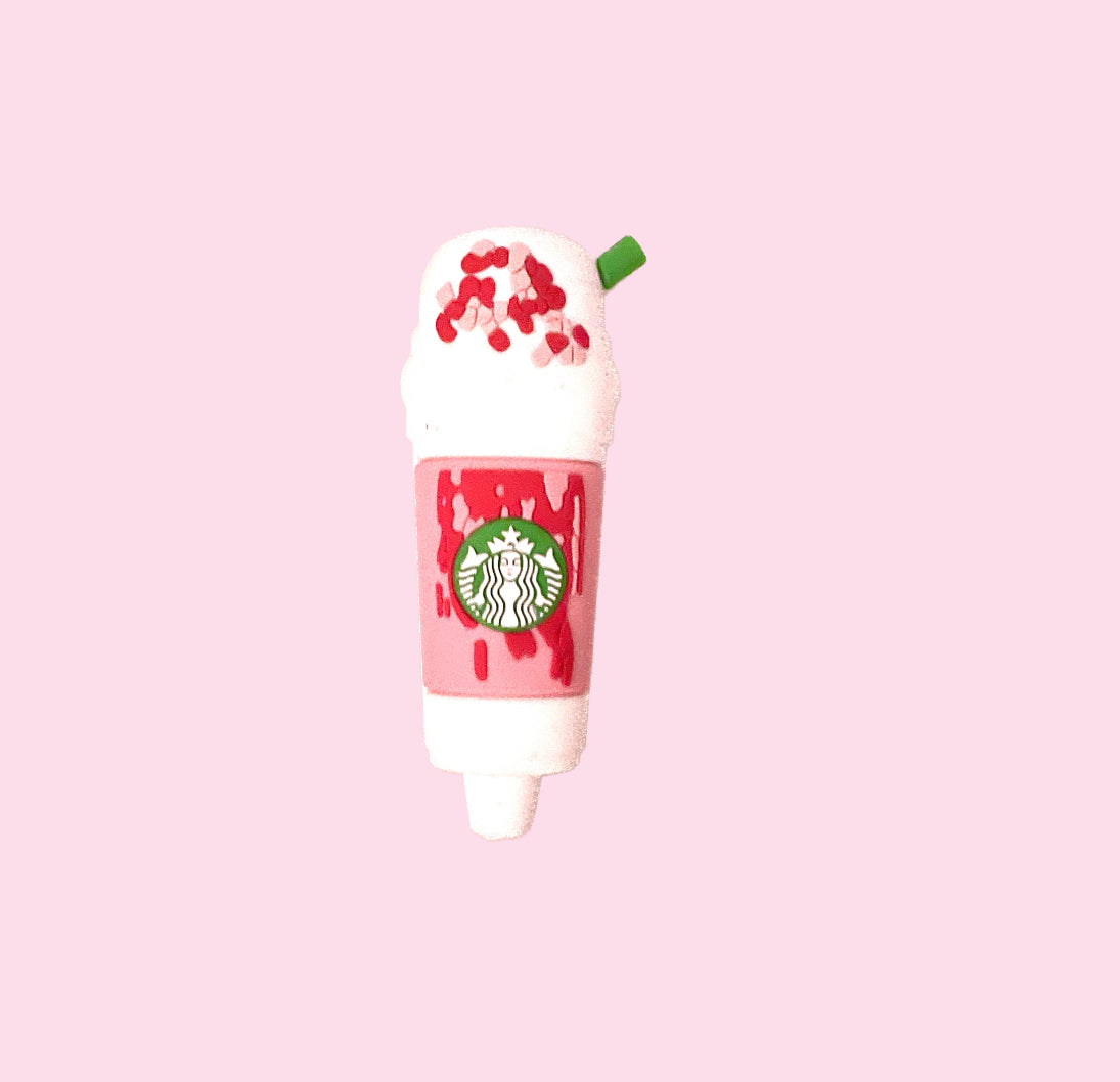 4.5" White/Pink Strawberry Starbucks Drink Silicone Pipe
