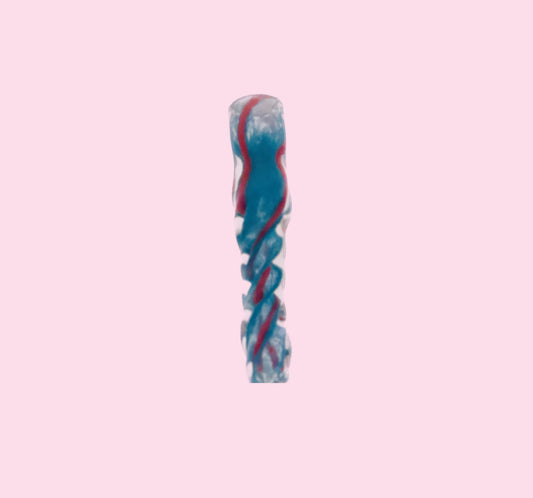 3" Teal and Red Swirl Twisted Chillum