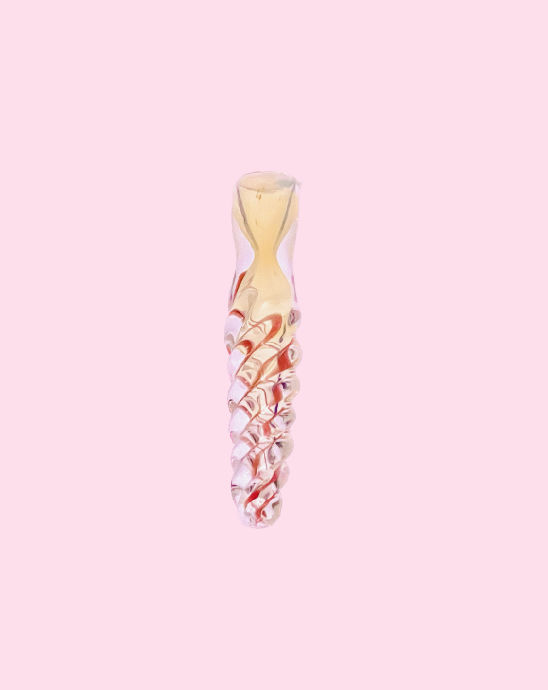 3" Red & Clear Twisted Swirl Chillum