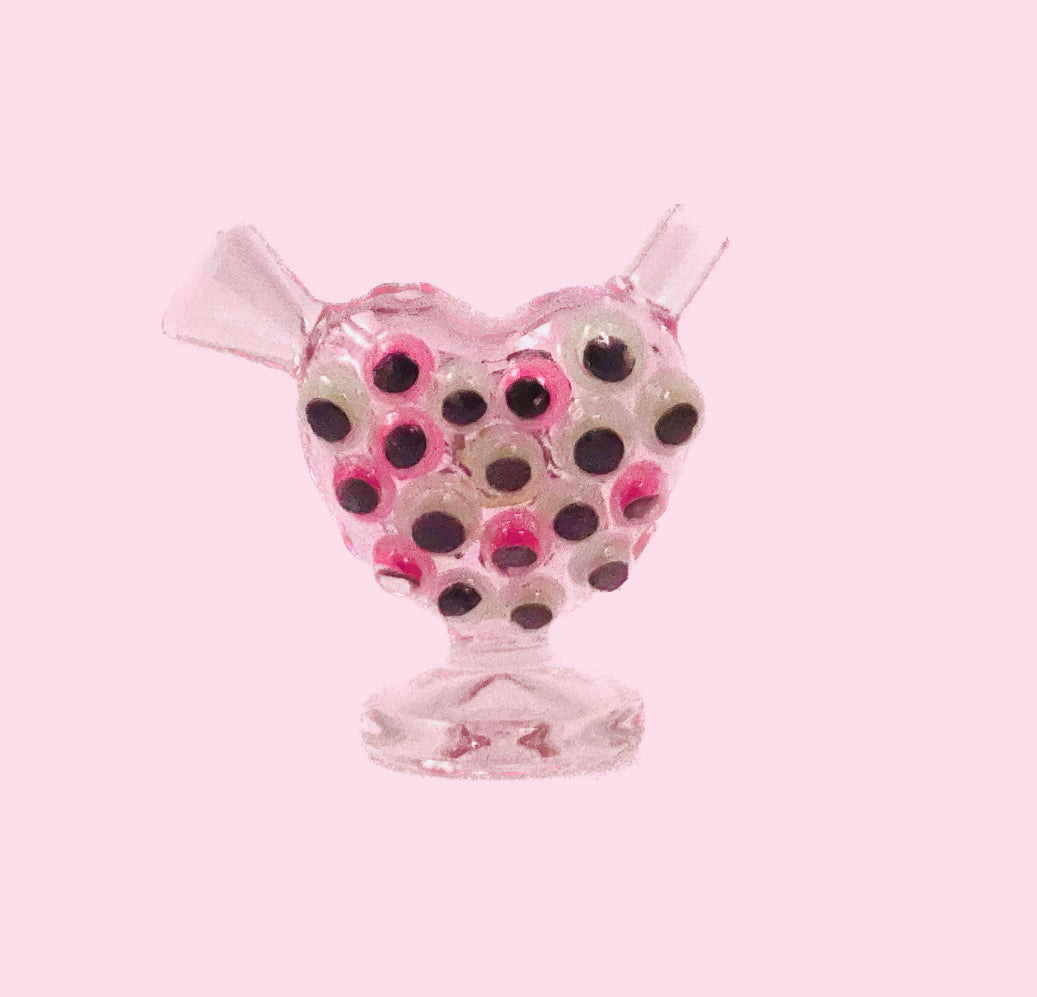 2.5 x 3" Tiny Pink Heart Pipe with Spider and Moving Eyes