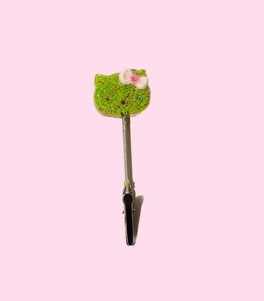 Candy Clouds Handmade Clip - Green Hello Kitty