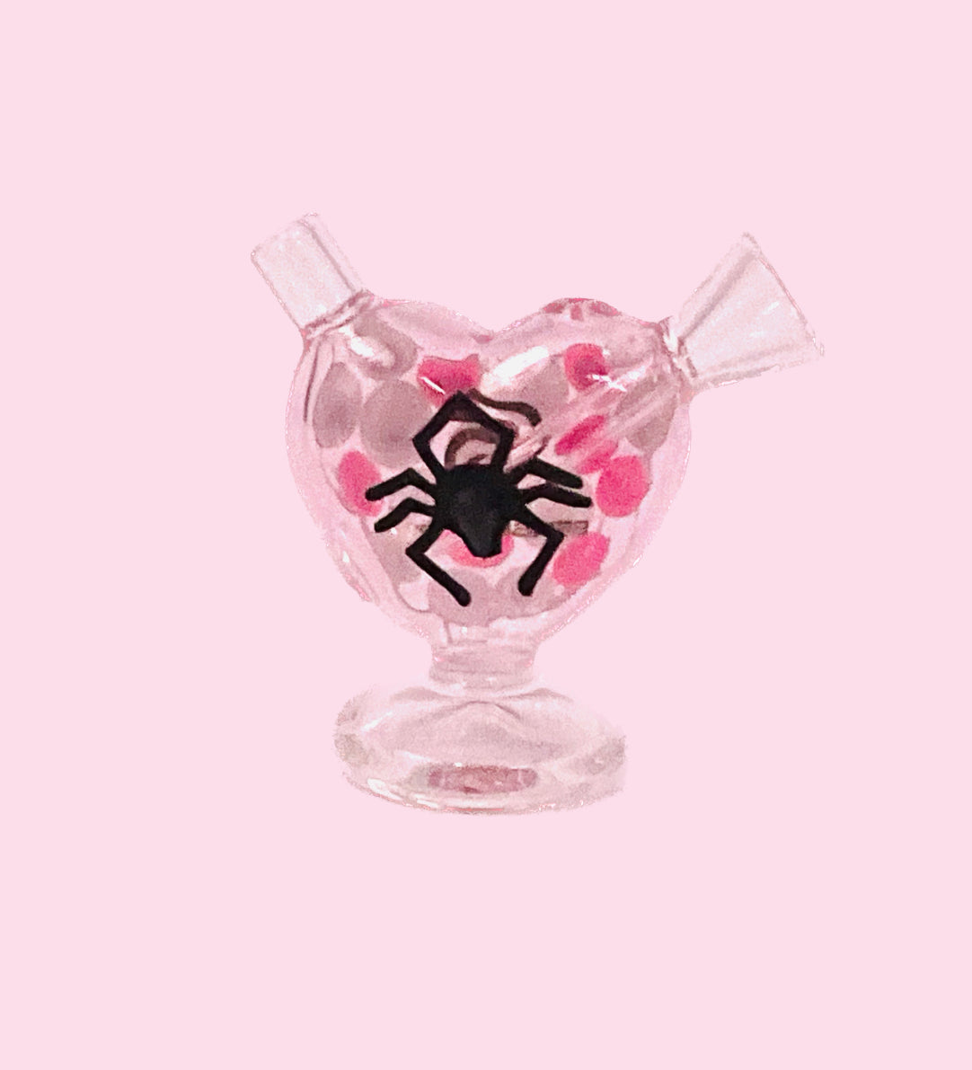 2.5 x 3" Tiny Pink Heart Pipe with Spider and Moving Eyes