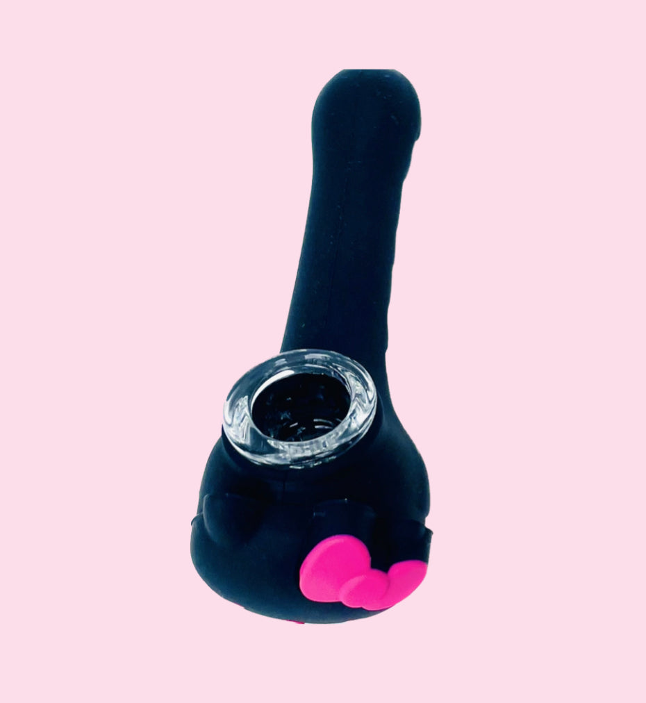 black and pink silicone hello kitty pipe